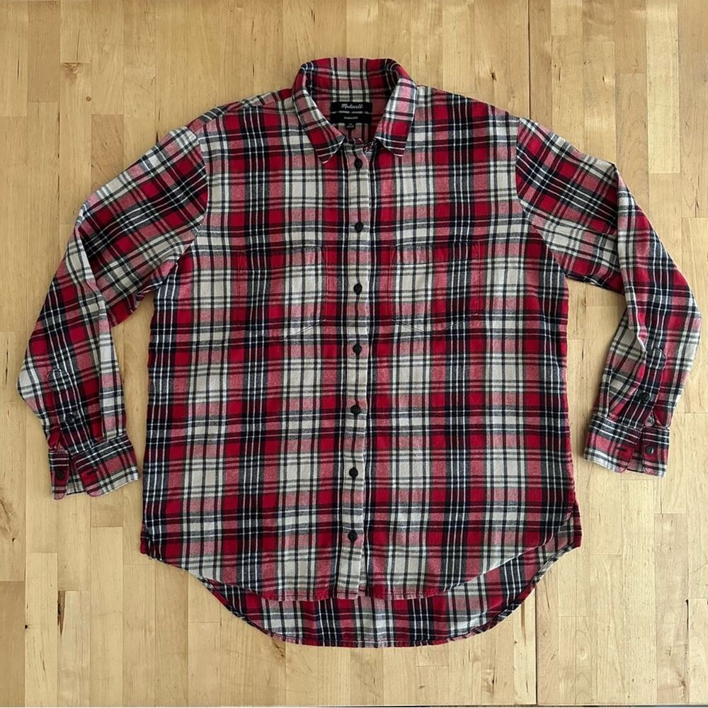 Madewell Plaid Long Sleeve Oversized Shirt in Size XS